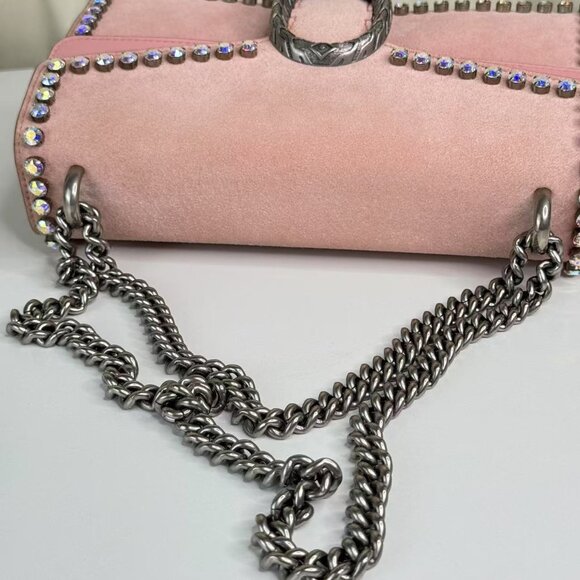 Gucci Pink Velvet Medium Dionysus Shoulder Bag with Crystal Embellishments - Picture 8 of 9